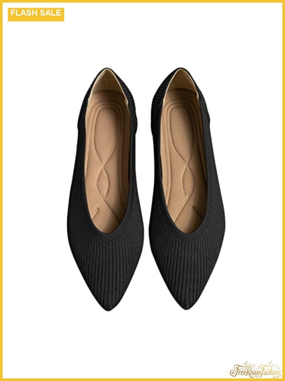 Women's Pointed Toe Knit Ballet Flats Memory Foam Slip On